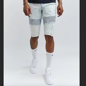 REASON BRAND Men's Dauphin Light Wash Distressed Denim Jean Shorts Size 32